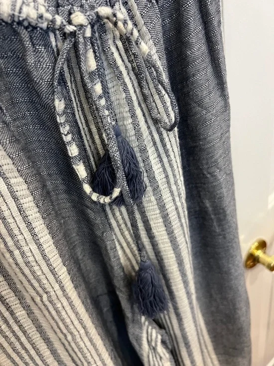 Elan Gray & White Striped Strapless Cropped Jumpsuit - Picture 7 of 8